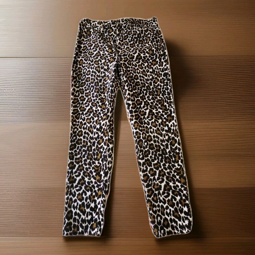 J Crew Womens 12 Leopard Print 10" Toothpick High Rise Ankle Pants Corduroy